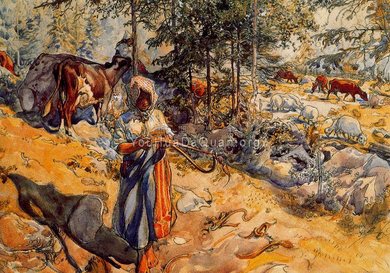 The Cowgirl in the meadow - 卡尔·拉尔森